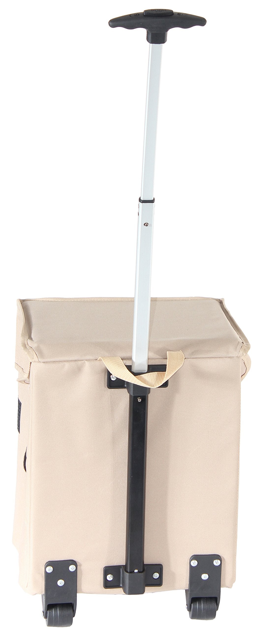 Dbest Products Smart Cart, Khaki Collapsible Rolling Utility Cart Basket Grocery Shopping Teacher Hobby Craft Art