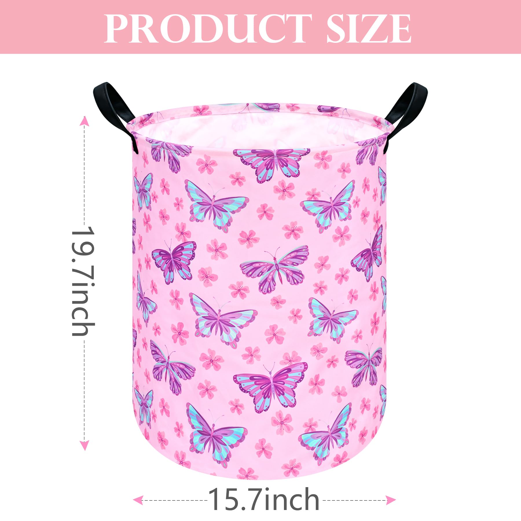 Huayee 19.7 Inch Baby Laundry Basket Girls Laundry Hamper Storage Basket Fabric Material Organization Basket, Storage Bin, Toy B