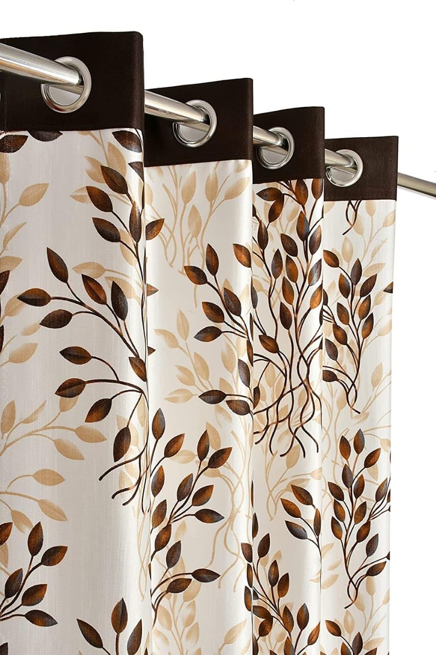Rensum Floral 7Ft Door Curtains Drapes for Home | Eyelet Polyester 2 Piece Grommet Curtains for Bedroom Living Room | Room Darke