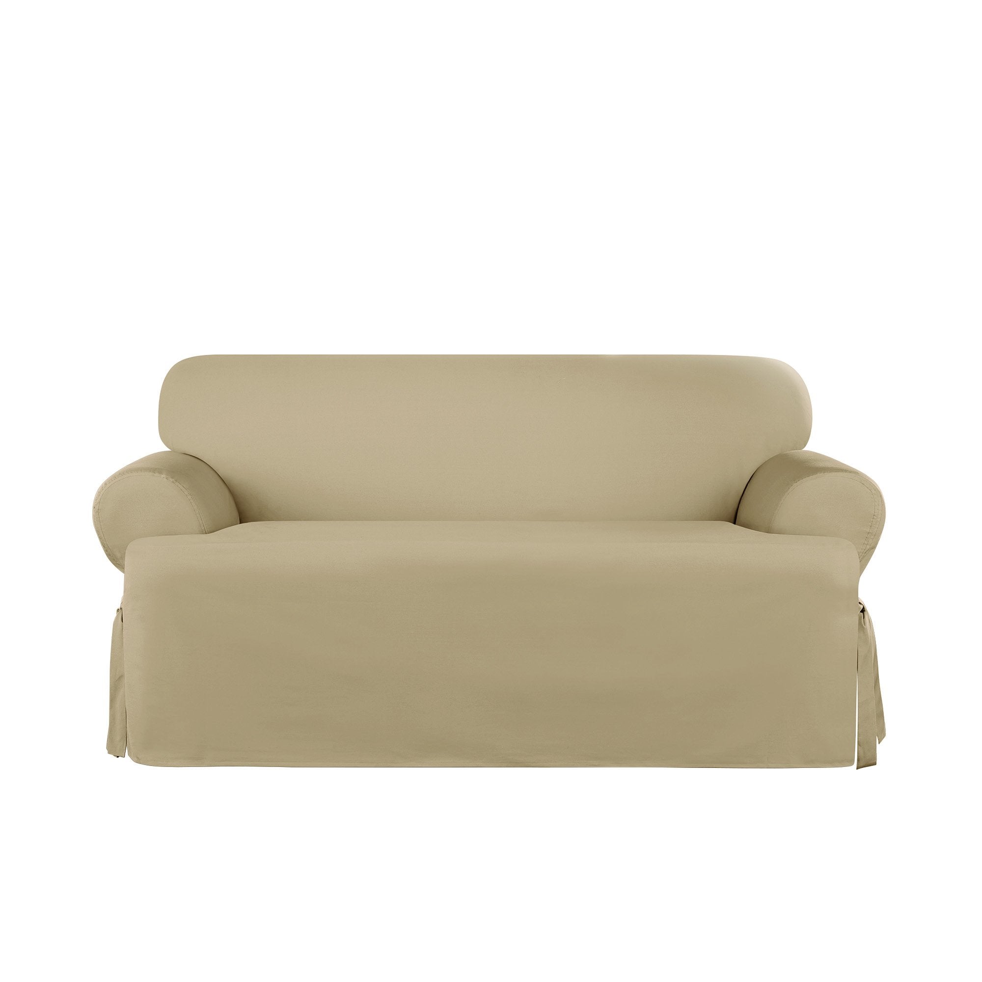 SureFit Heavyweight Cotton Duck One Piece Loveseat Slipcover - Khaki