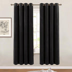 SMILETIME Black 72 in Long Velvet Curtains with Grommet, Thermal Insulated Super Soft Privacy Noise Reducing Light Blocking Velv