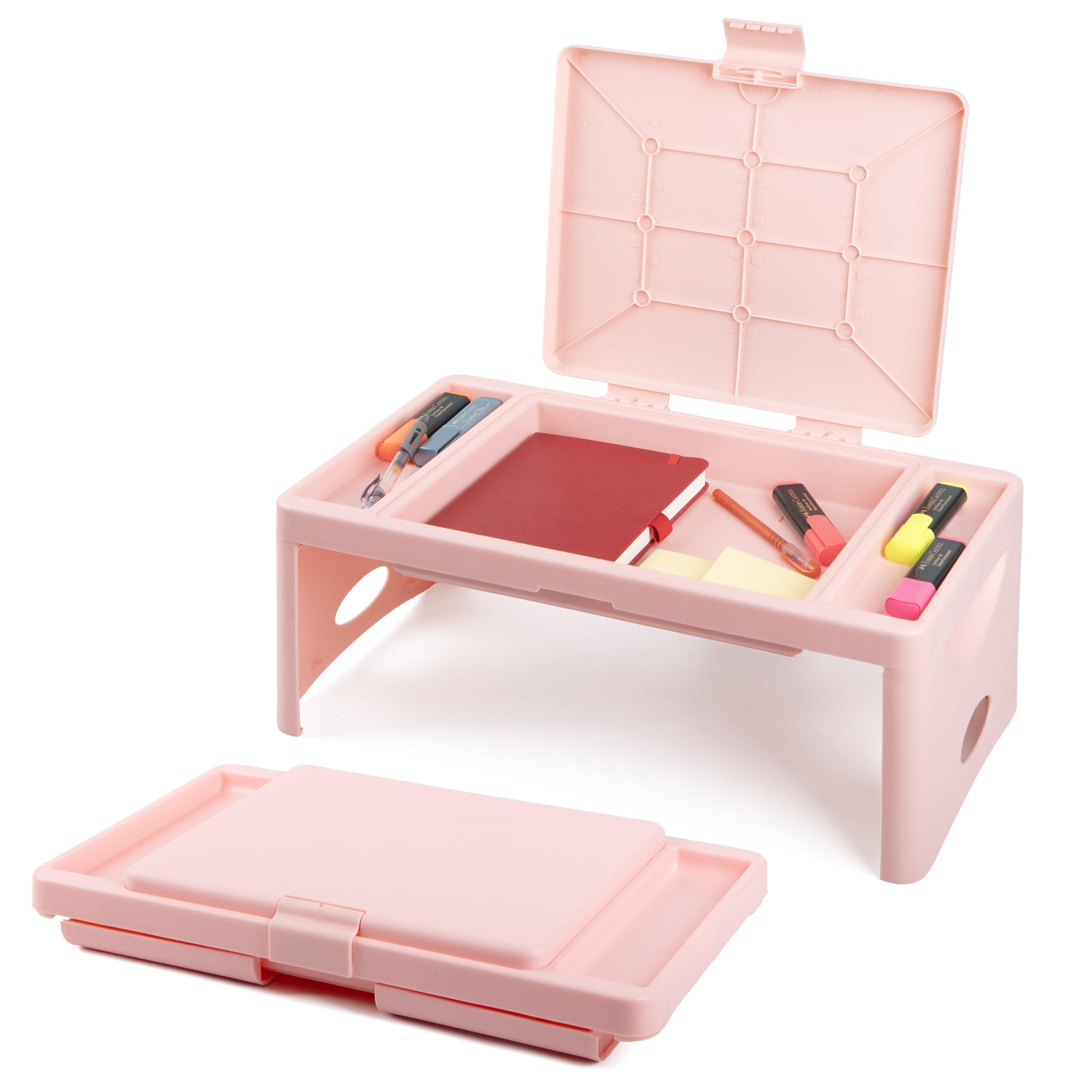Loddie Doddie Foldable Lap Desk With Storage Pocket - Blush Portable Lap Table/Tray For Laptops, Crafts, Travel, Breakfast In Be