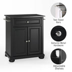Crosley Furniture Alexandria Granite Top Small Portable Rolling Kitchen Island Storage Cart, Microwave Stand, Mahogany