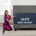 King Fitted Sheet Deep Pocket - [21-Inch] Super Extra Deep Pocket King Size Fitted Sheet Only - Perfectly-Fit Fitted Sheet For 1
