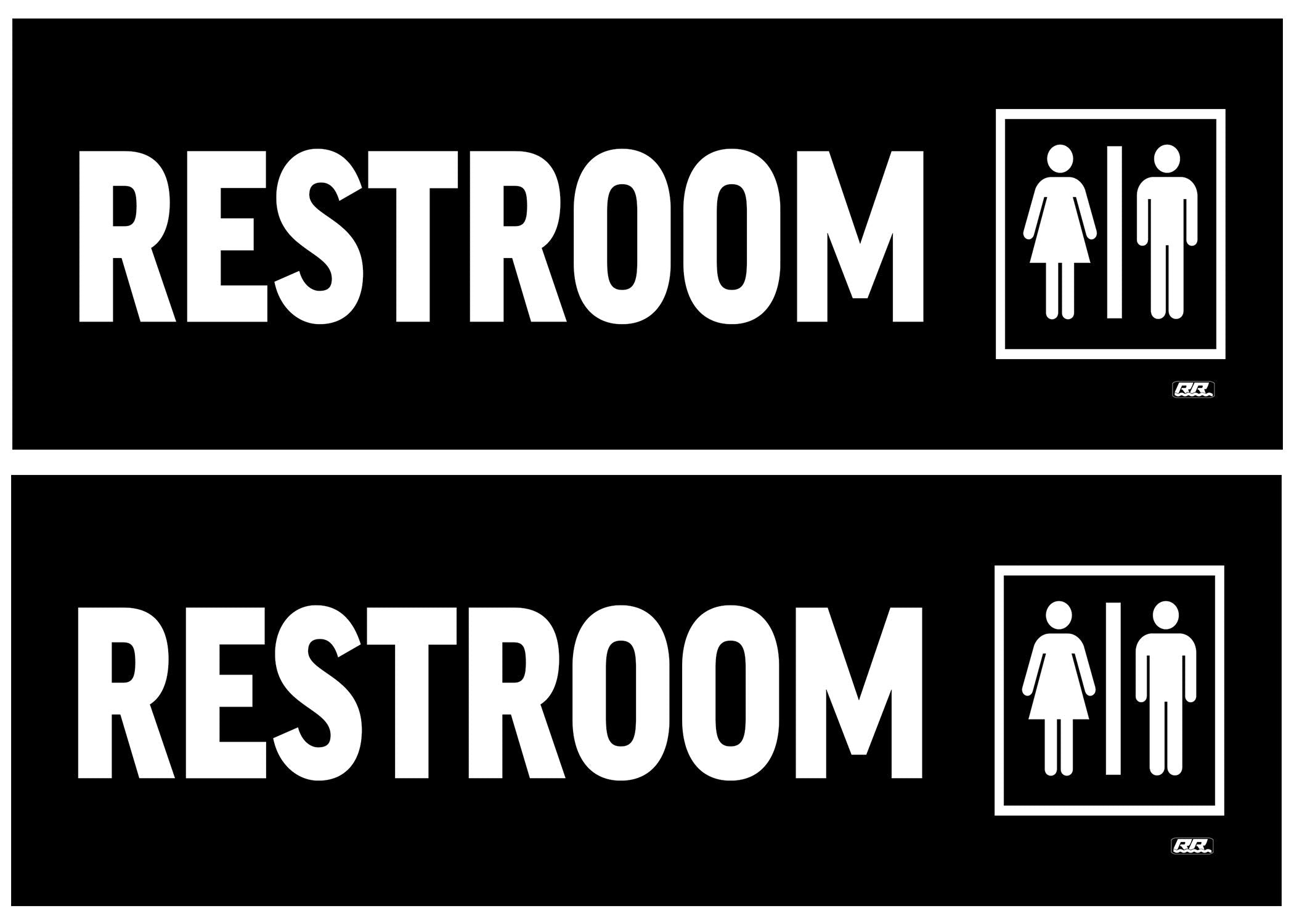 Rogue River Tactical 2 Pack Unisex Men & Women Restroom Bathroom Door Sticker Set Sign Warning 9X3 Inch Vinyl Decal Indoor Outdo