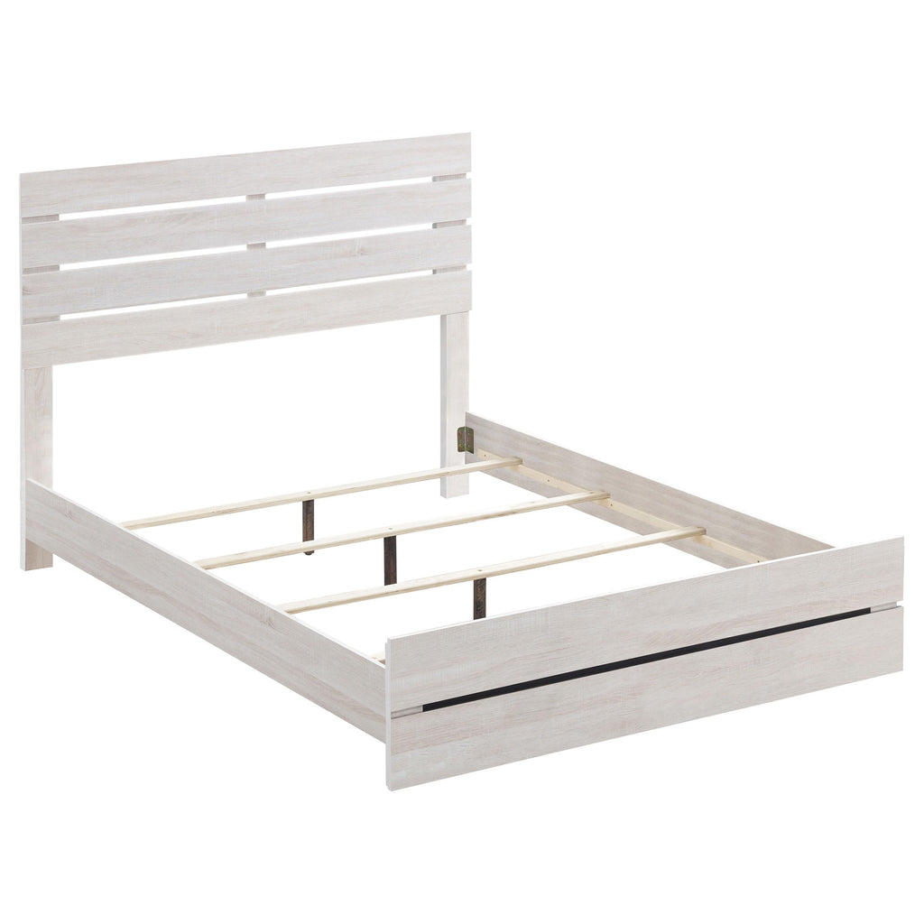Coaster Home Furnishings Brantford Farmhouse 4-Piece Bedroom Set Eastern King Size Panel Bed Frame 52-inch Headboard Coastal White 207051KE-S4