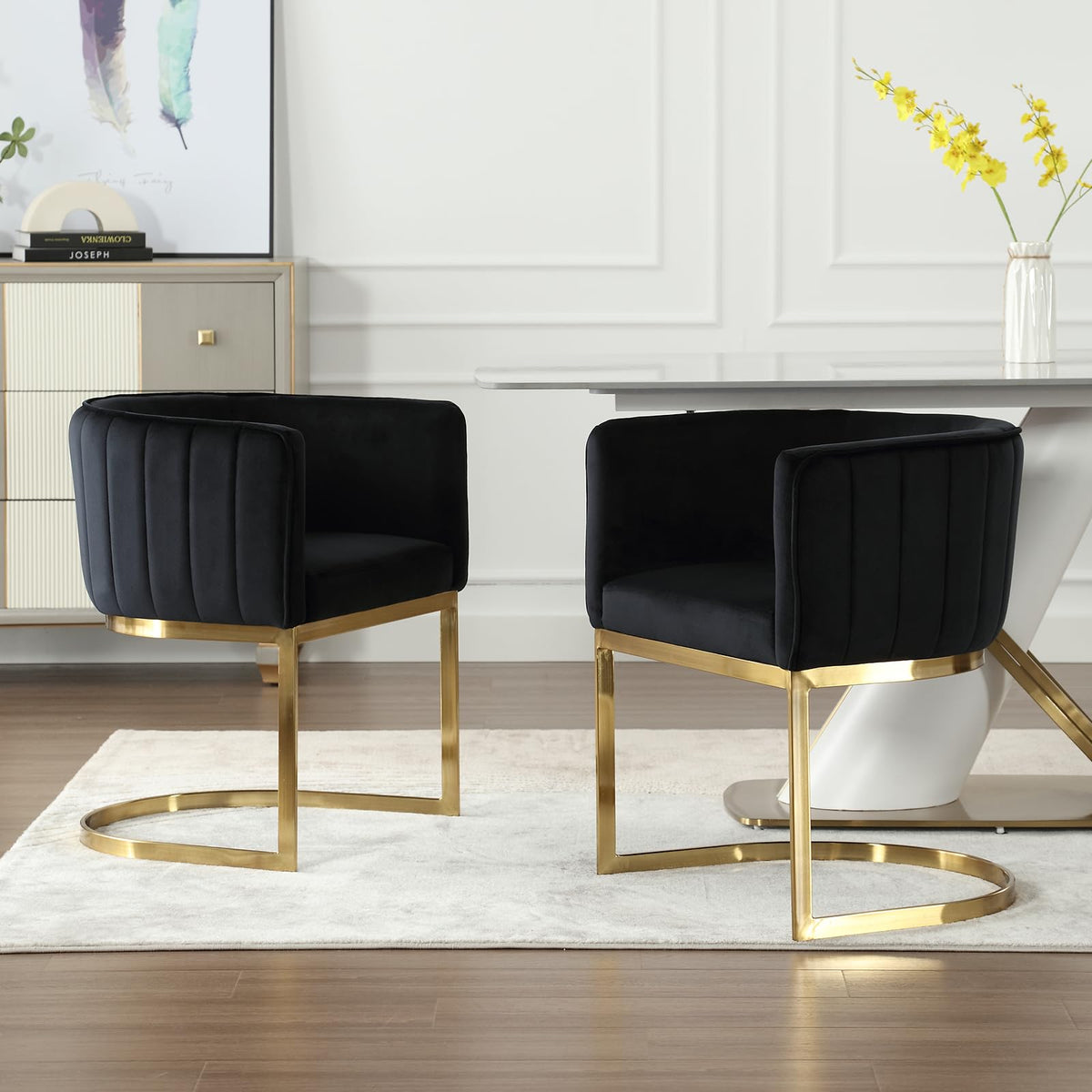 Janoray Modern Dining Chairs Set Of 2, Contemporary Velvet Kitchen & Living Room Chairs With Metal Frame Comfy Upholstered Side
