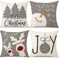 Psdwets Christmas Pillow Covers 18X18 Set Of 4 Christmas Decorations Snowman Deer Christmas Tree Winter Holiday Decor Throw Cush
