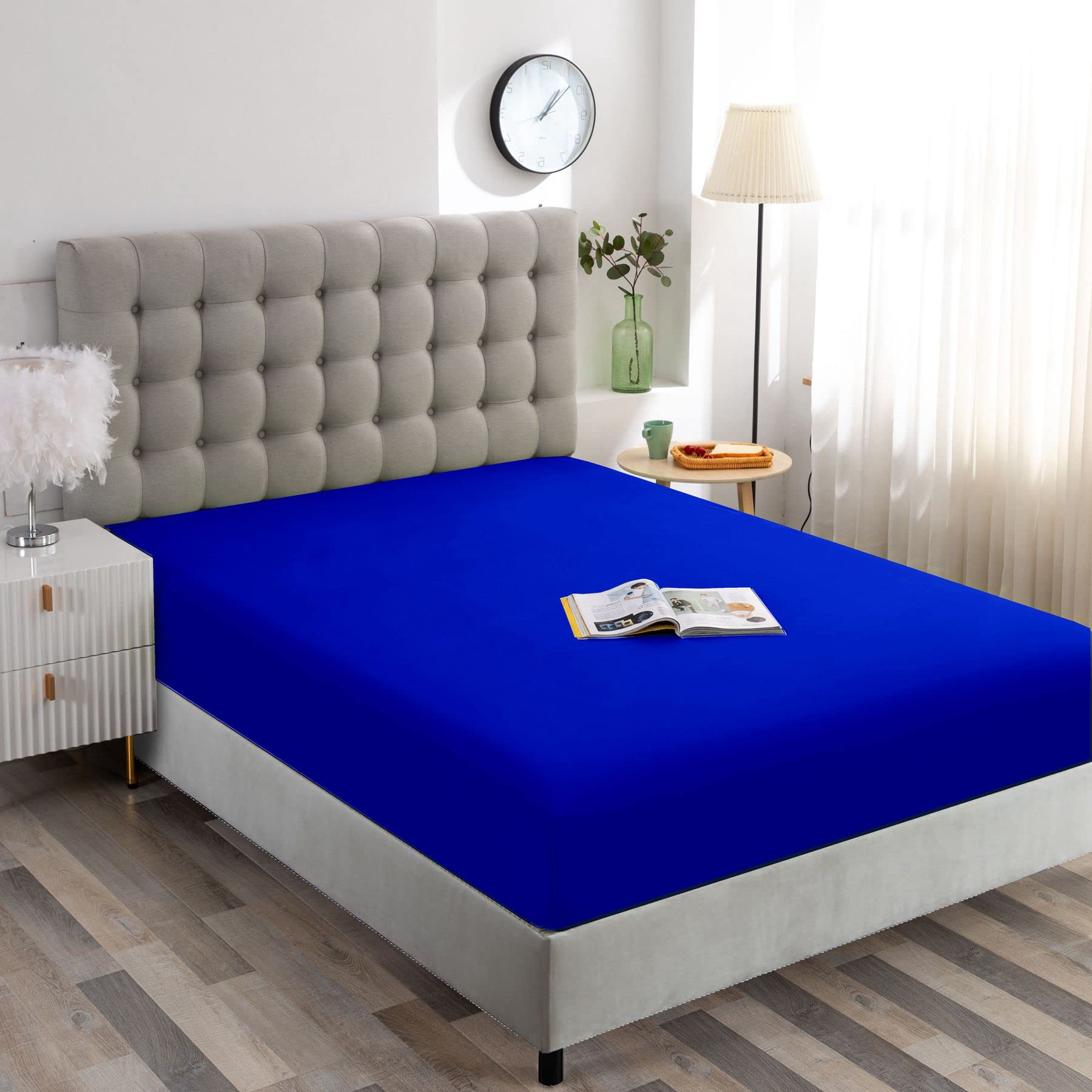 Ghooss Full Size Fitted Sheet-Single Fitted Deep Pocket Sheet Up To 14 Inch-Wrinkle-Fade-Stain Resistant-1 Pack(Royal Blue,Full)