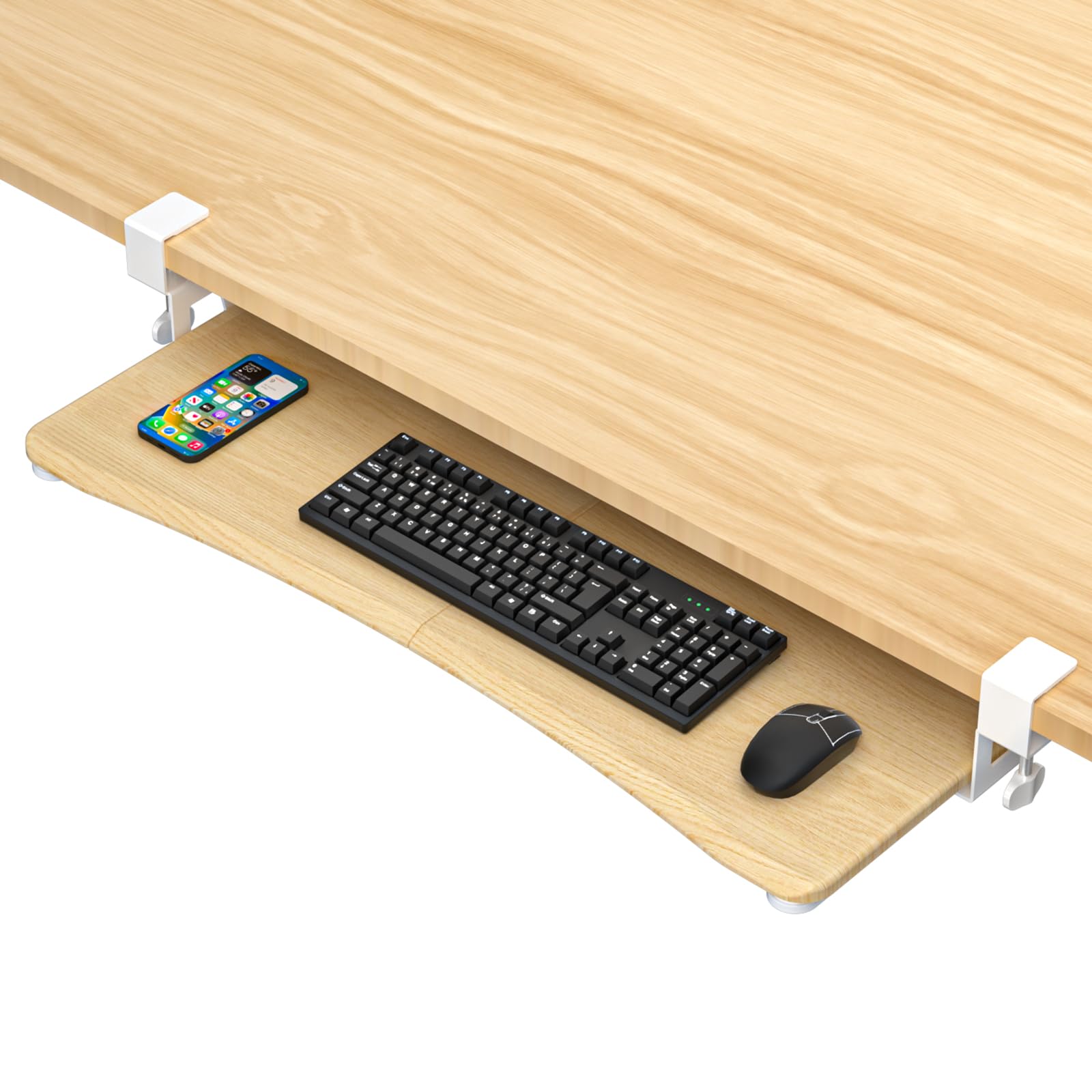 Suptek Large Keyboard Tray Under Desk Pull Out With C Clamp Mount, Keyboard & Mouse Tray, 34 (38 Including Clamps) X 11.8 Inch S