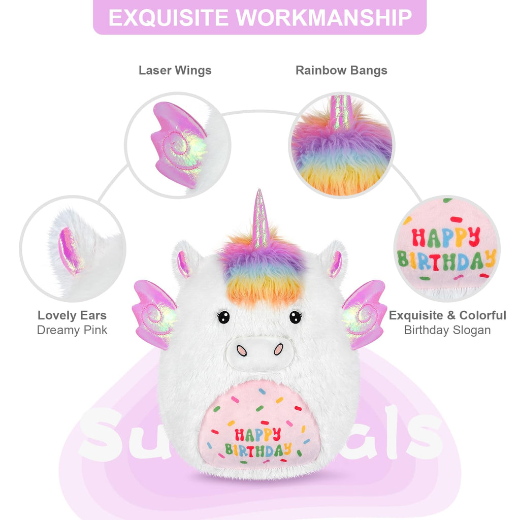 Suzzipals 17' Happy Birthday Unicorn Plush Pillows, Squishy Unicorn Stuffed Animal, Stuffed Unicorn Pillows Unicorn Decor, Unic