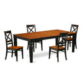 East West Furniture LGQU5-BCH-W 5 Piece Dinette Set for 4 Includes a Rectangle Dining Table with Butterfly Leaf and 4 Dining Room Chairs, 42x84 Inch, Black & Cherry