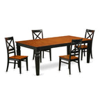 East West Furniture LGQU5-BCH-W 5 Piece Dinette Set for 4 Includes a Rectangle Dining Table with Butterfly Leaf and 4 Dining Room Chairs, 42x84 Inch, Black & Cherry