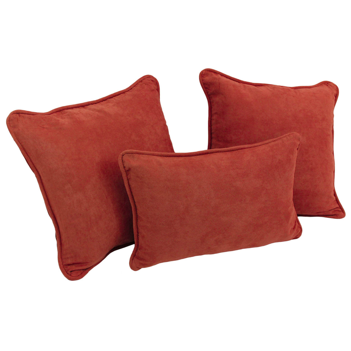 Blazing Needles Corded Microsuede Throw Pillow Set, Cardinal Red 3 Count