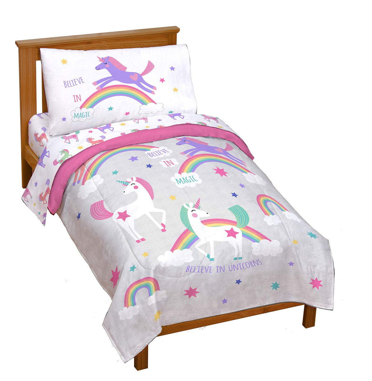 Jay Franco Trend Collector Believe 4 Piece Toddler Bed Set - Includes Comforter & Sheet Set - Super Soft Fade Resistant Microfib