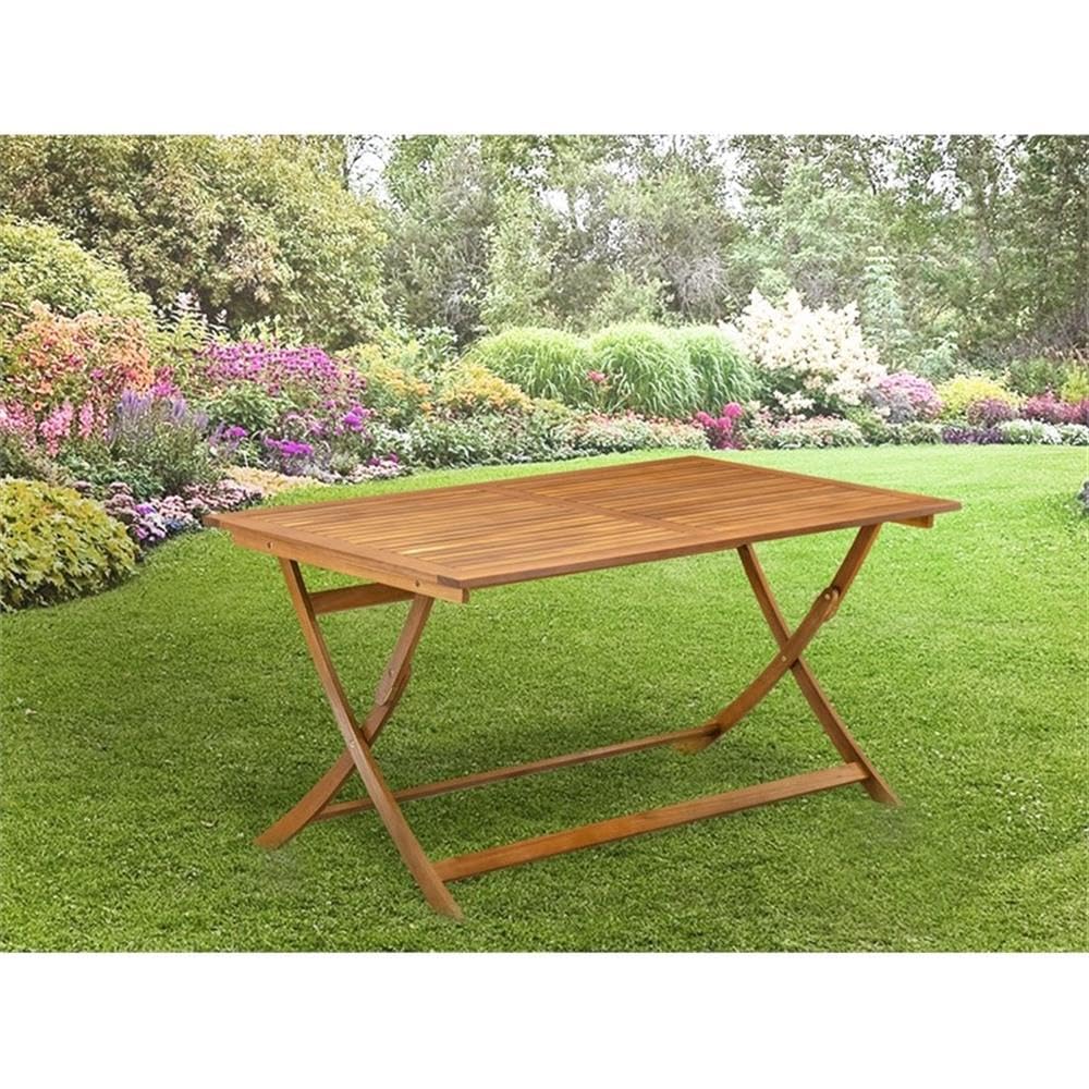 East West Furniture BAETFNA Patio Dining Rectangle Acacia Wood Table with Butterfly Leaf, 36x60 Inch, Natural Oil