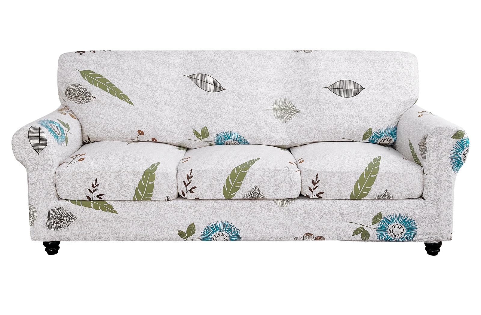 Searchi Stretch Sofa Cover Printed Couch Cover, Floral Pattern 4 Pieces Sofa Slipcover With 3 Separate Cushion Cover, Washable Furniture Protector For Living Room(Sofa, Autumn Leaves)