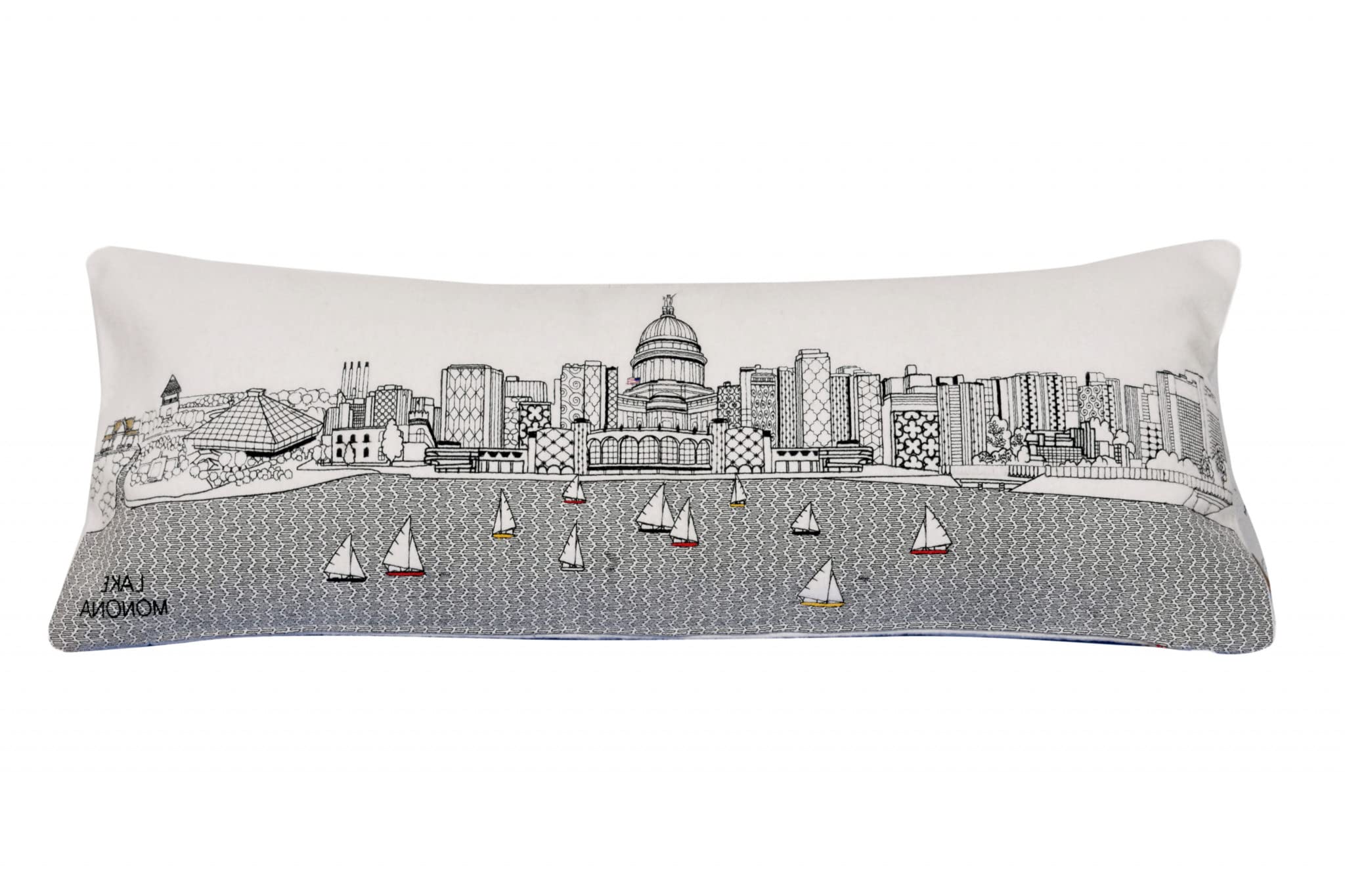 HomeRoots Cream 35' White Madison Daylight Skyline Lumbar Decorative Pillow