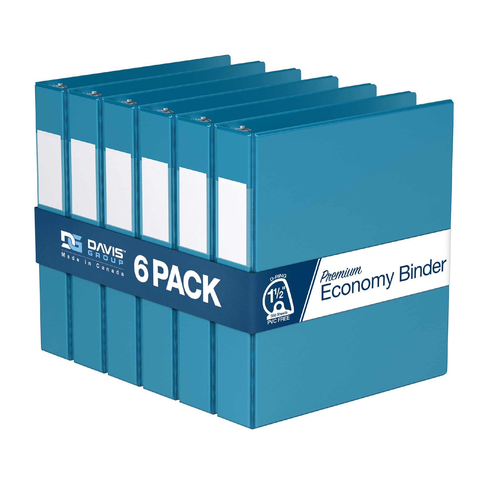 Premium Economy 6-Pack 3-Ring Binders For School Or Office, D-Ring Binders, 1.5 Inch, Turquoise