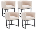 Vescasa Upholstered Dining Chairs With Barrel Back, Modern Padded Restaurant Chairs With Black Metal Frame For Dining Room, Kitc