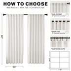 Meetbily 92 Inches Long Modern Farmhouse Linen Curtains For Living Room Rod Pocket Back Tab Sheer Ivory Off White Curtains Neutr