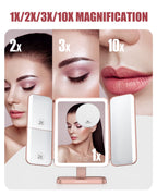 Easehold Rechargeable Vanity Mirror With Lights, 116 Leds Makeup Mirror, 3-Color Lighted Makeup Mirror, 2X/3X/10X Magnification,