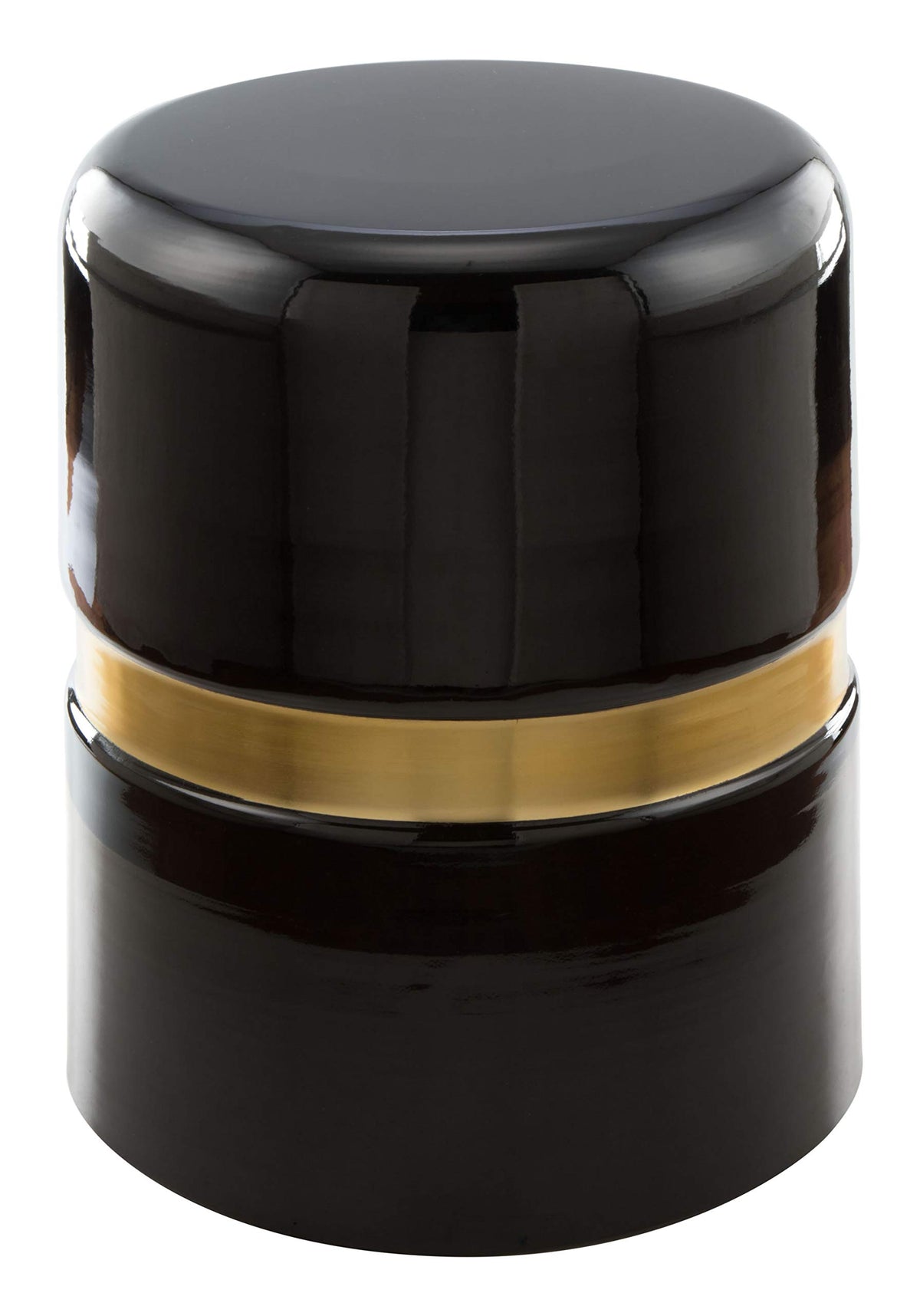 Homeroots 15.5' X 15.5' X 18' Black & Gold, Porcelain Enamel, Iron, Side Table