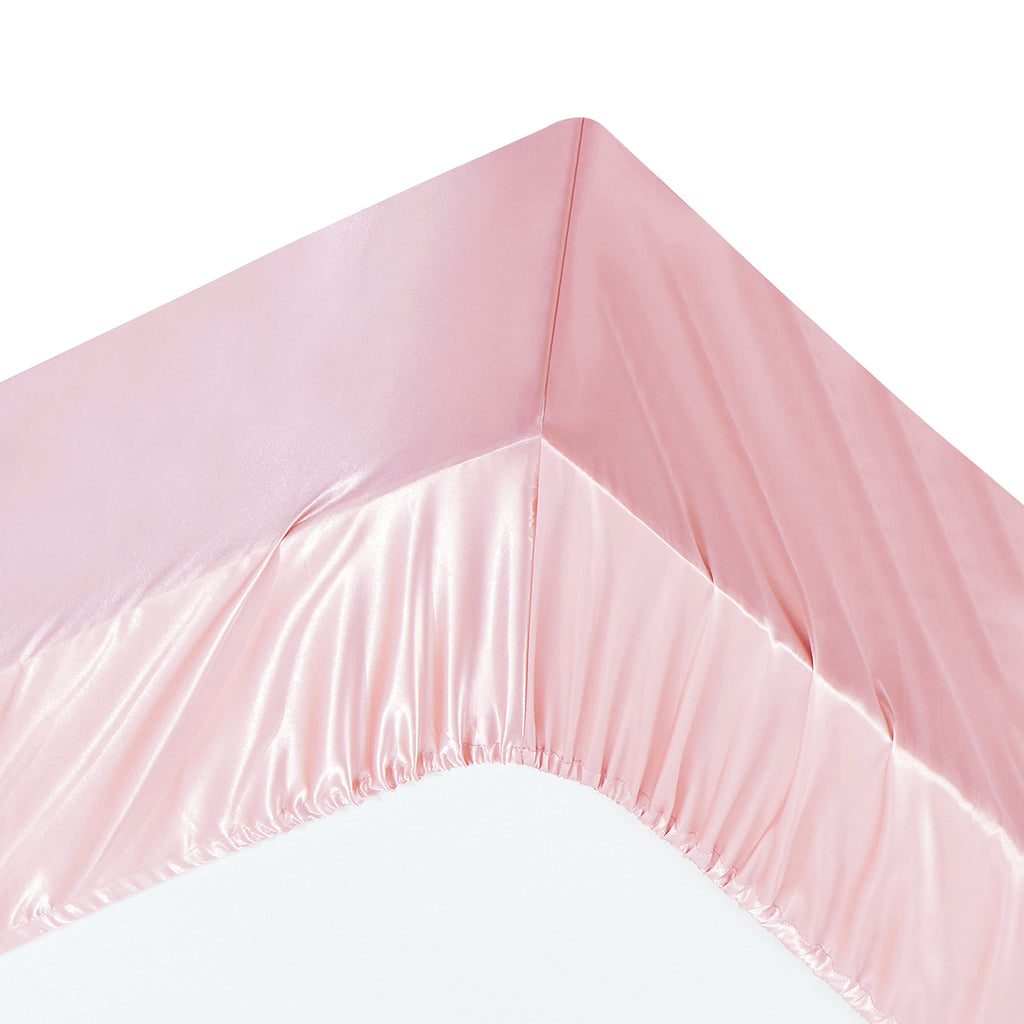 Ersmak 7 Pieces Satin Sheets Set King Size, Luxury Silky Blush Pink Satin Bed Sheets Set With 1 Deep Pocket Fitted Sheet, 1 Soft