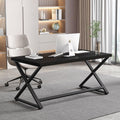 IBF Black Desk, Modern Computer Desk for Home Office, Industrial Simple Pc Gaming Writing Study Desk in Bedroom, Wood Metal Lapt