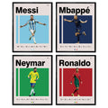 Soccer Posters 8x10 Inch Canvas Prints Unframed Set of 4 - Messi, Ronaldo, Mbape And Neymar Famous Football Superstar Poster Spo