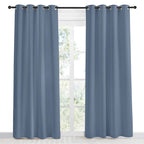 Nicetown Blackout Curtain Panel, Ring Top, W55 X L86, 1 Pc, Stone Blue Color, Light Blocking Room Darkening Window Drape For Nursery/Bedroom