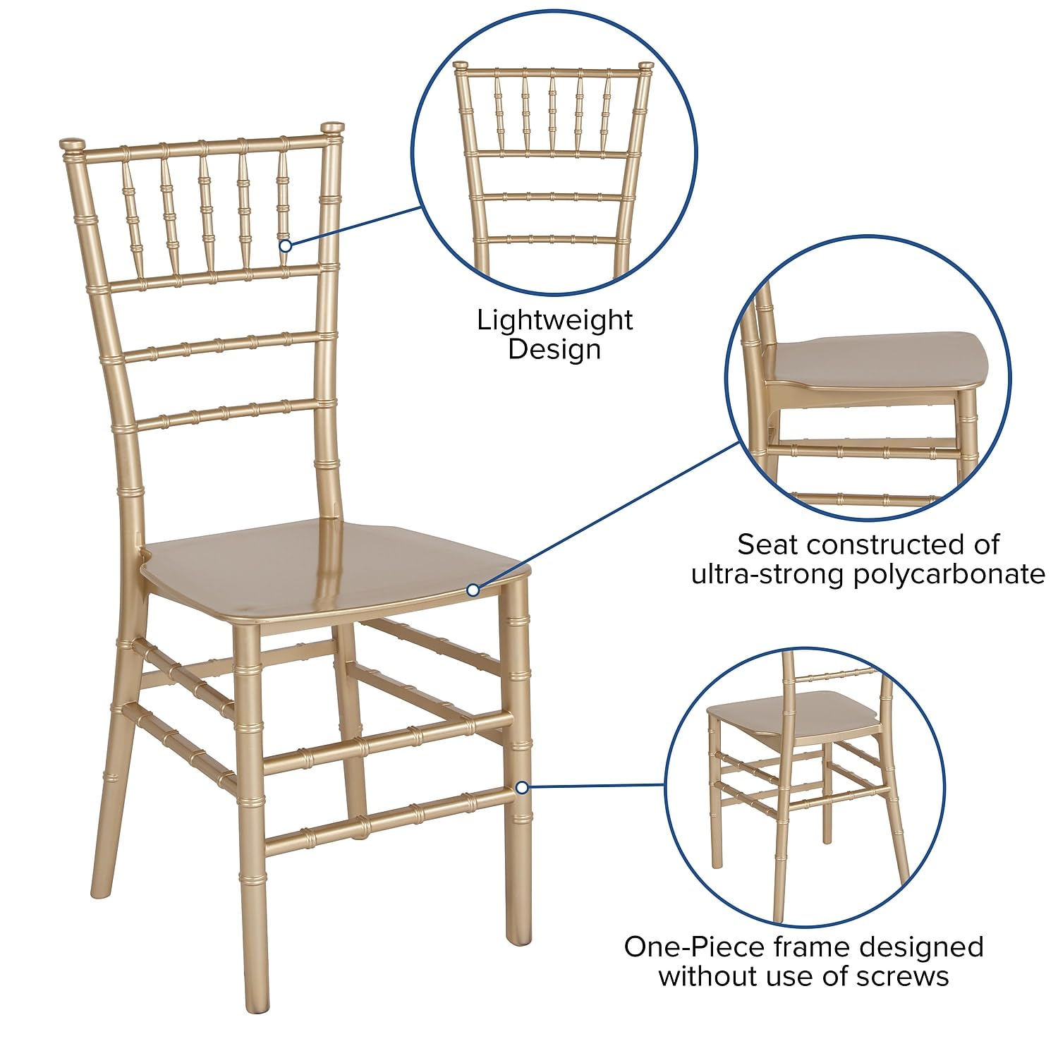 Flash Furniture HERCULES Series Gold Resin Stacking Chiavari Chair