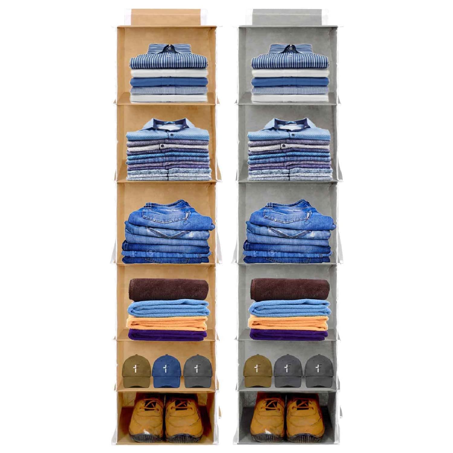 Shubhkraft 6 Shelves Hanging Organizer Combo / 6 Compartment Wardrobe Organiser/Hanging Closet Organizer For Wardrobe Storage (P