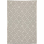 HomeRoots Grey Polypropylene 3’x5’ Gray and Ivory Trellis Indoor Outdoor Area Rug