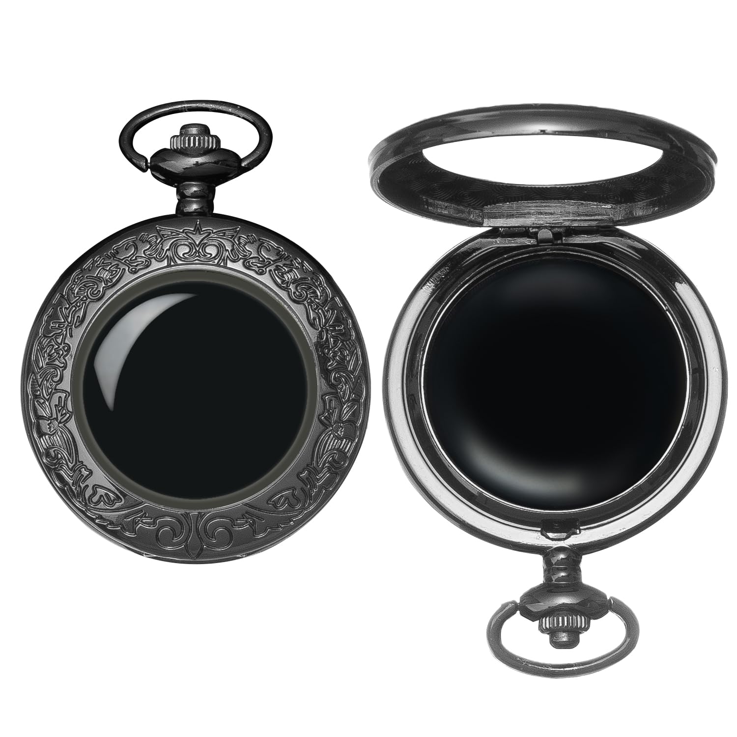 Kchss Scrying Mirror Obsidian Mirror for Divination, Witchcraft, Meditation, Witch Gifts, Cthulhu Decoration Vintage Flower Blac