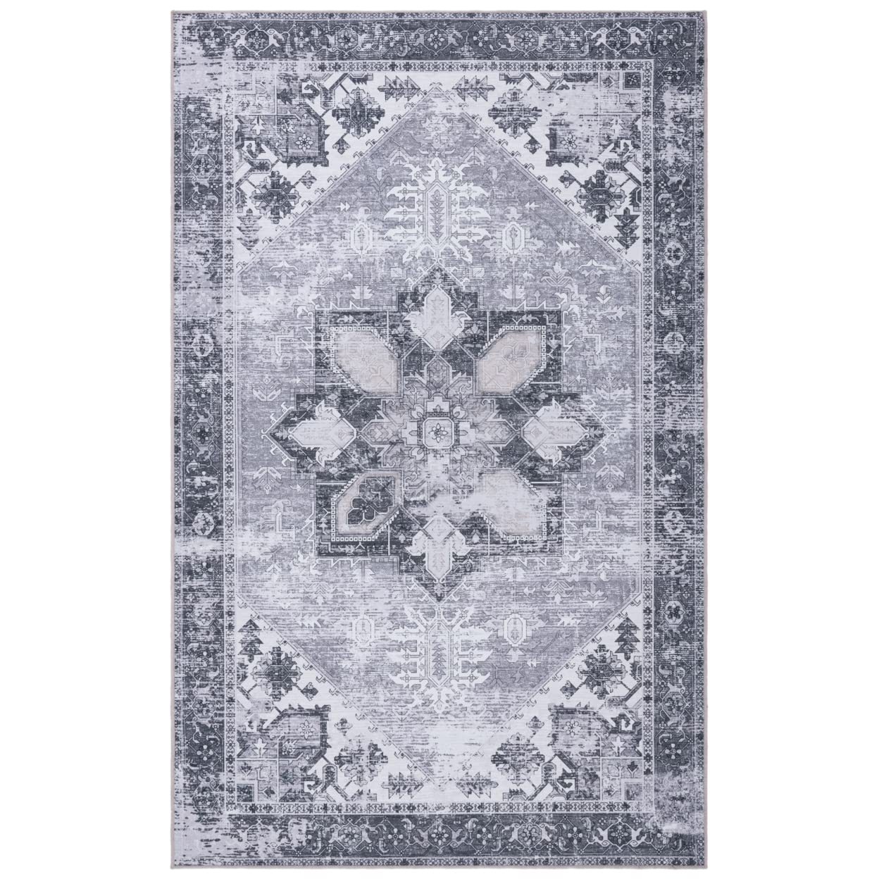 SAFAVIEH Tucson Collection Area Rug - 5 x 8, Dark Sage & Ivory, Persian Design, Non-Shedding Machine Washable & Slip Resistant