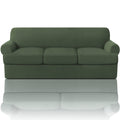 Princedeco T Cushion Sofa Slipcover 4 Pieces Sofa Covers For T Cushion Sofa Soft Couch Cover Sofa Slip Covers Furniture Covers With 3 Individual T Cushion Shape Seat Covers, Bronze Green
