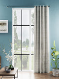 BIANCA Jacquard Blackout Eyelet Curtain 1pc 7 Feet (dromanio) | Blocks 80% Sunlight | Door OrnamentalTaupe/Silver