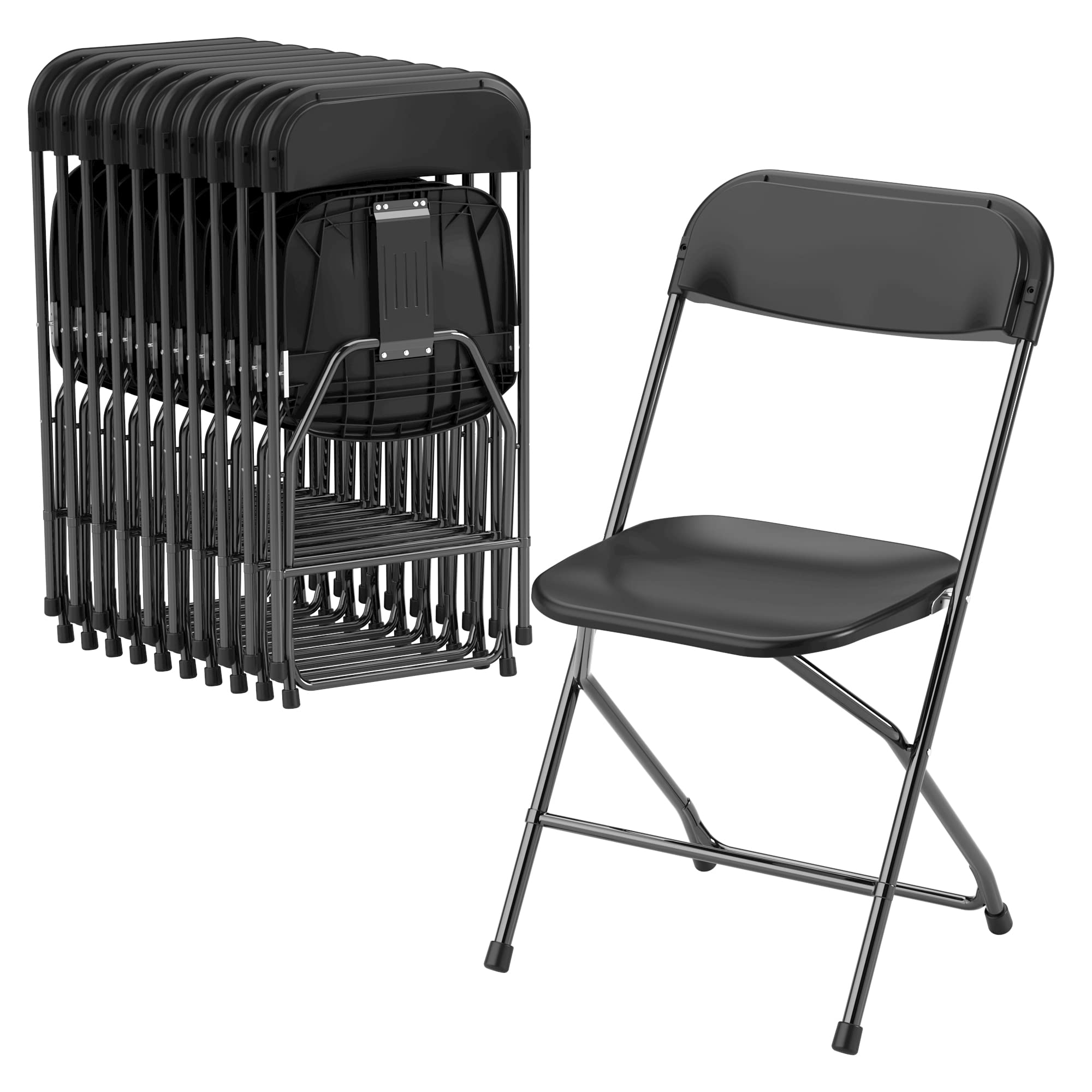Allpop 10 Pack Plastic Folding Chair, 300Lb Capacity, Portable Commercial Chair With Steel Frame For Home Office Wedding Party I