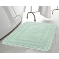 Laura Ashley Crochet Cotton 17x24/21x34 in. 2-Piece Bath Rug Set, Aqua