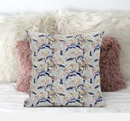 HomeRoots Gray Purple Indigo 20' Light Blue Indigo Roses Zippered Suede Throw Pillow