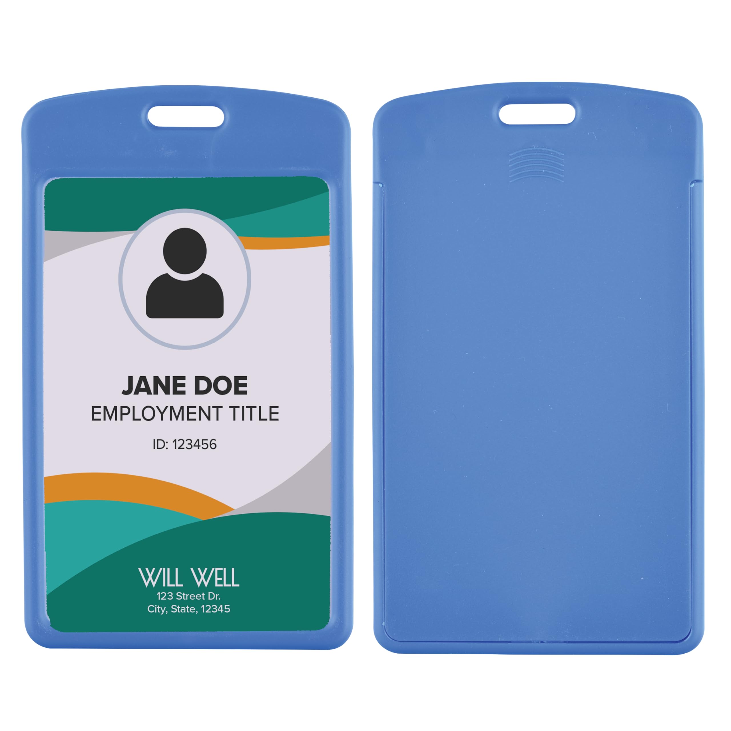 6 Pack Sliding Id Badge Holder For Lanyard - Vertical Hard Plastic Card Protector Pouch For Office, School Id, Credit Cards & Pr