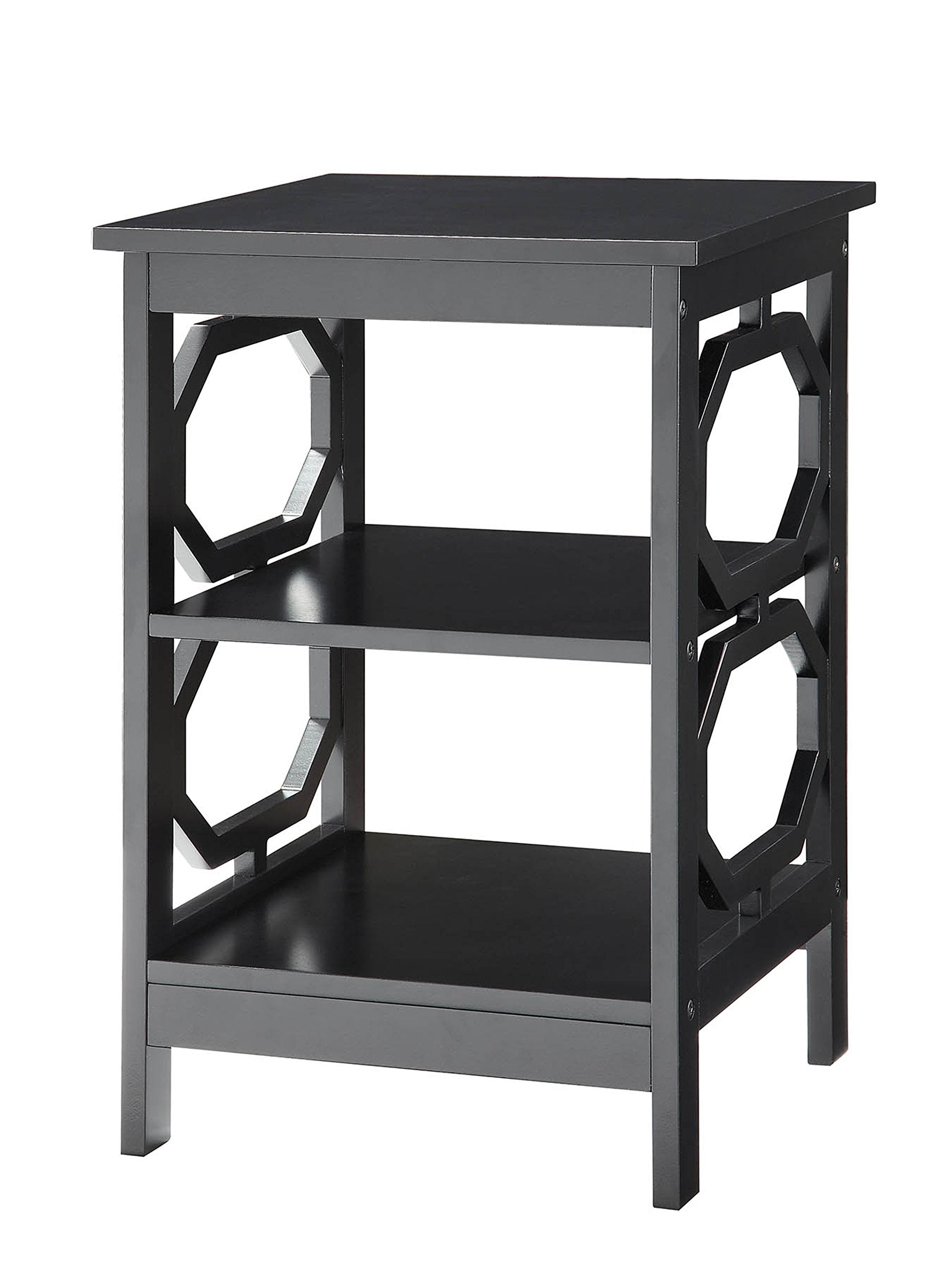 Convenience Concepts Omega End Table with Shelves, Black