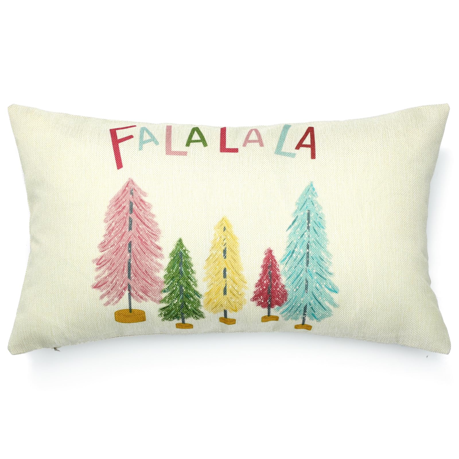 Newlighture Christmas Pillow Covers 12X20 Christmas Decorations Falalala Colorful Christmas Lumbar Pillows Decorative Throw Pill