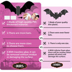 Pink Bats For Wall Halloween 3D Bats Blush And Black Diy Wall Decal Bathroom Indoor Cute Halloween Party Decorations, Pastel Hal