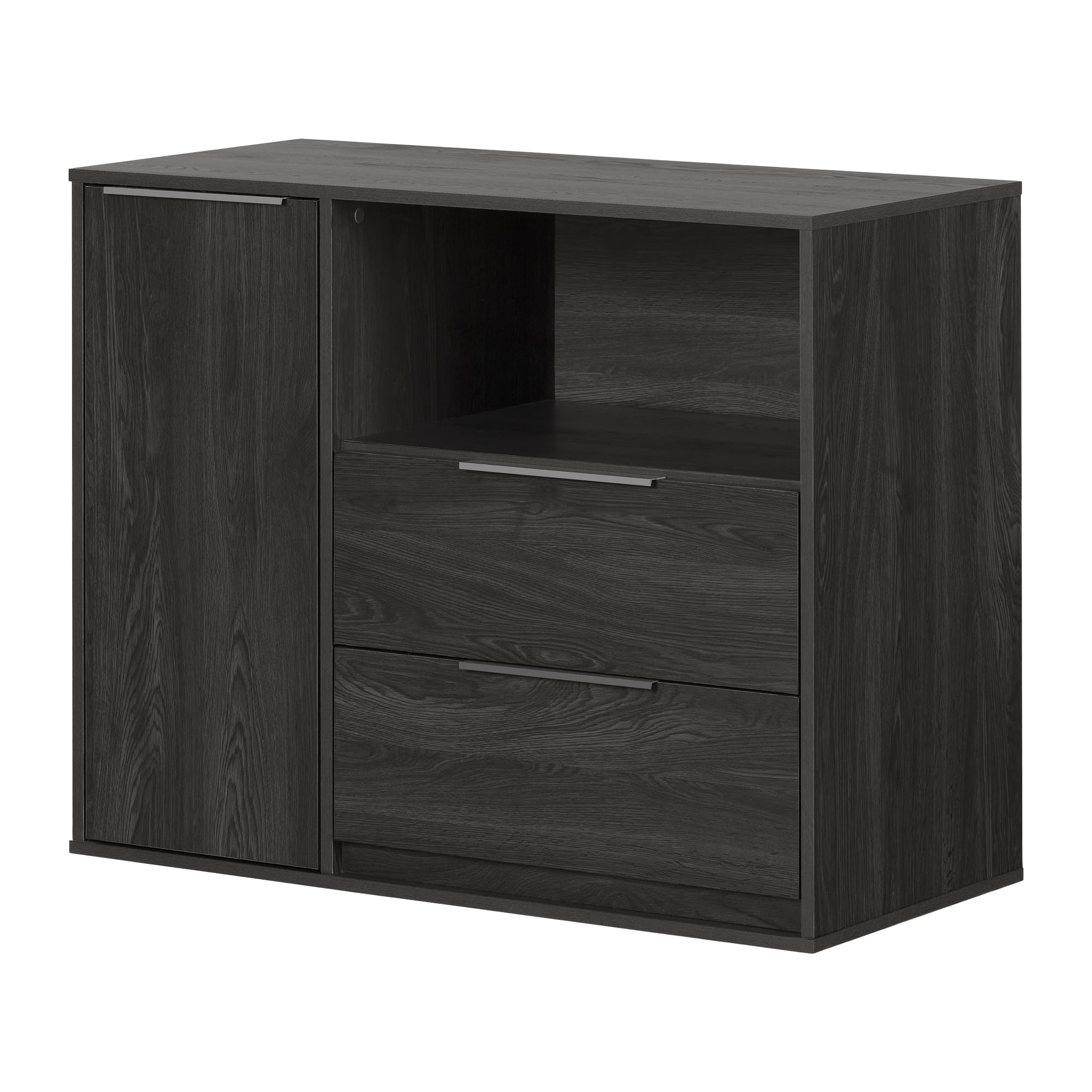 South Shore Hourra 2-Drawer Dresser With Door, Gray Oak