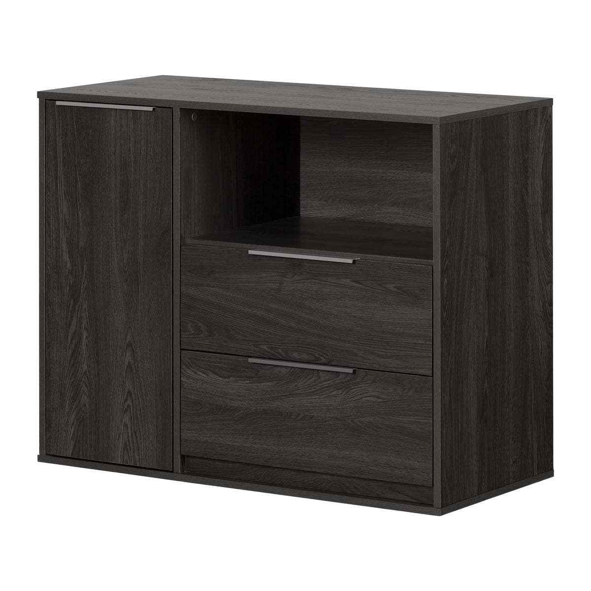 South Shore Hourra 2-Drawer Dresser With Door, Gray Oak