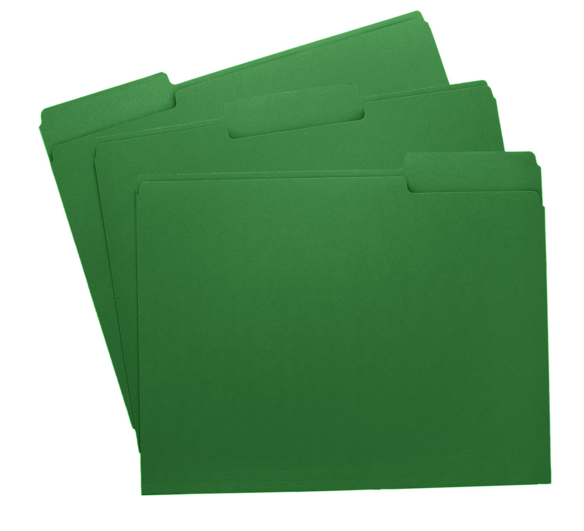 Green File Folders, 1/3-Cut Tabs, Letter Size, 12-Pack - Durable Office Filing Folders For Documents, Papers, And Organization