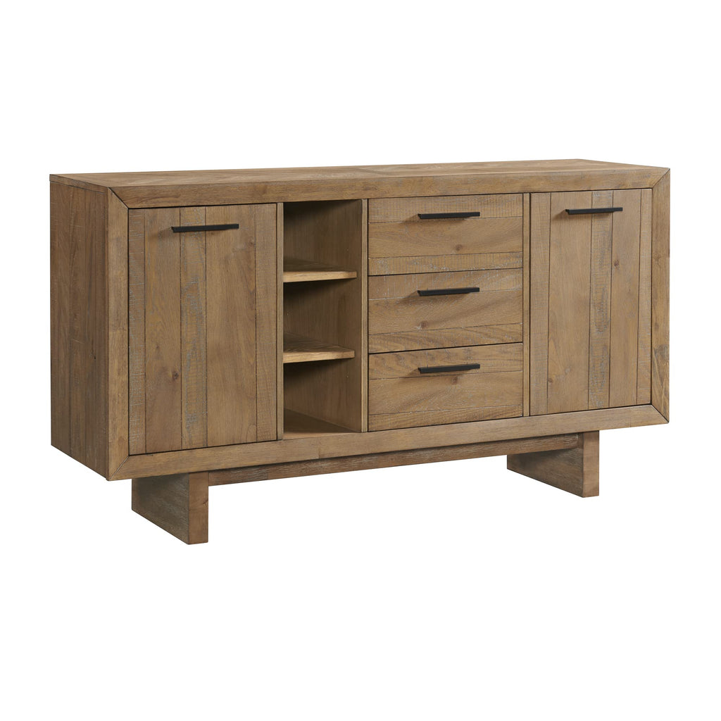 Intercon Landmark 66" Wide Sideboard with 3 Drawers and 2 Doors, Weathered Oak Furniture