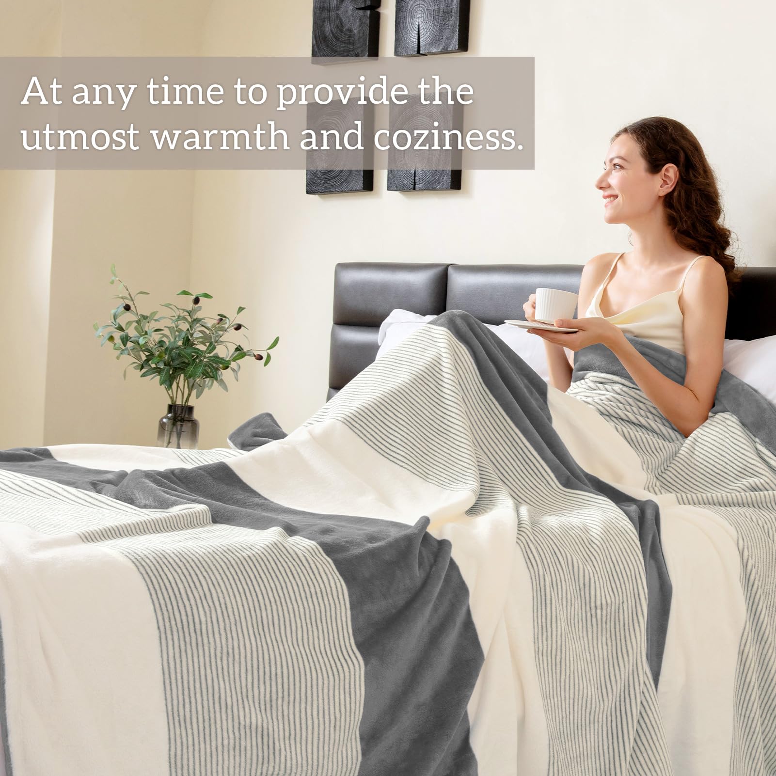 Homelike Moment Fleece Bed Blankets Queen Size Grey, Soft Fluffy Queen Blanket, Fuzzy Cozy Plush Flannel Big Blanket For Couch S